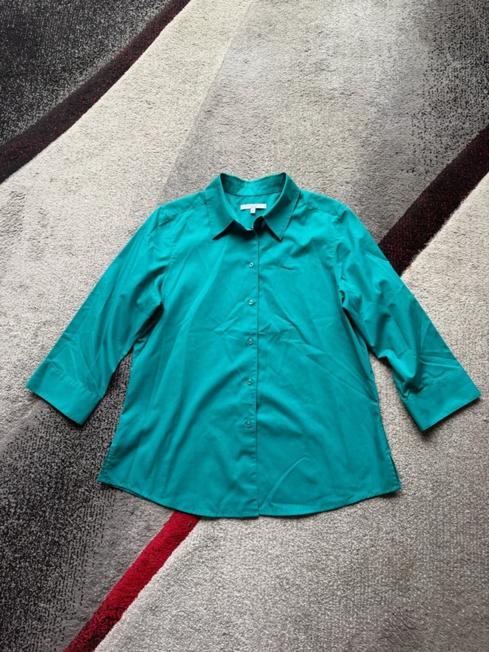 Foxcroft Teal Wrinkle Free Shaped Shirt